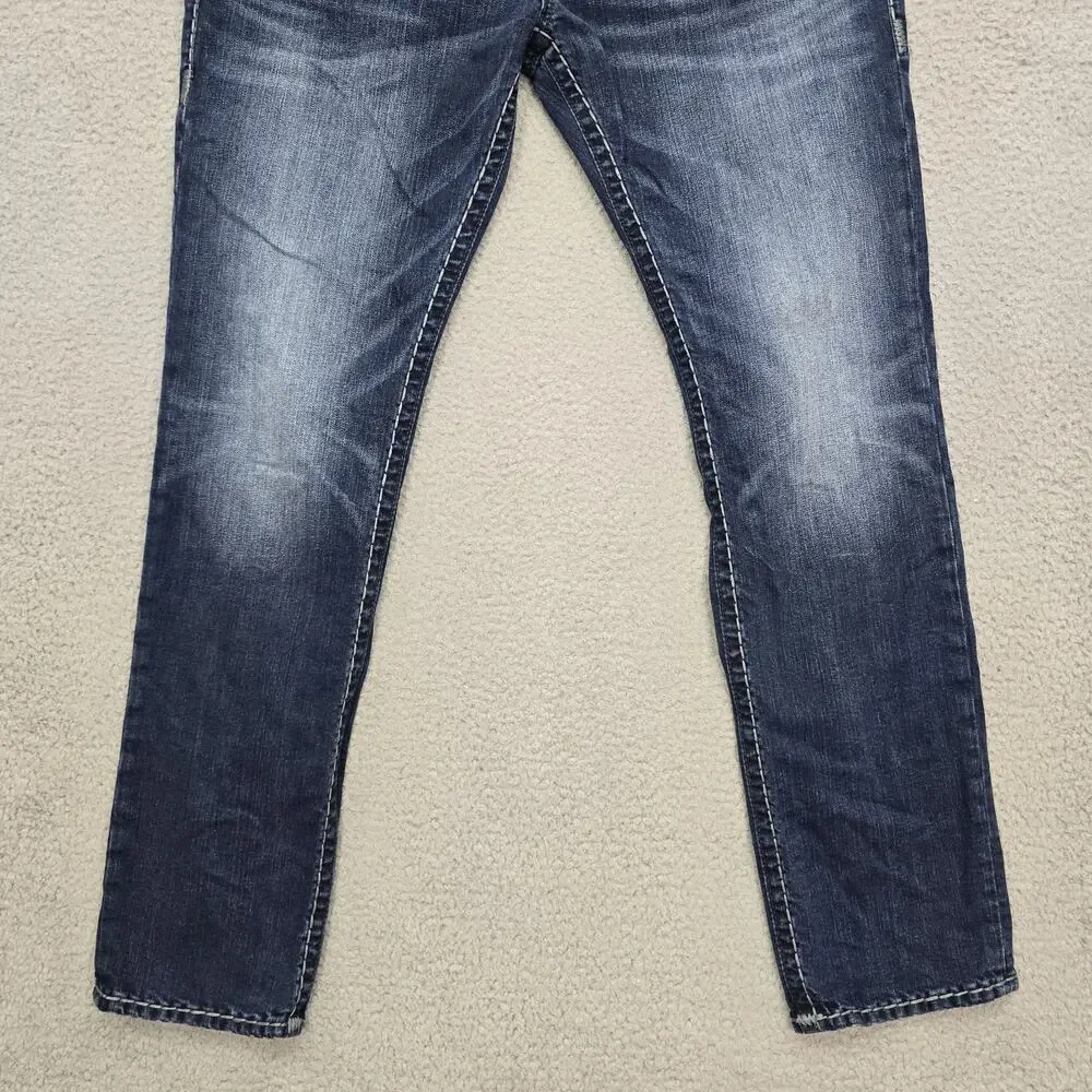 True Religion Rocco Skinny Jeans Mens 40x33 Blue Denim Classic Horseshoe EUC